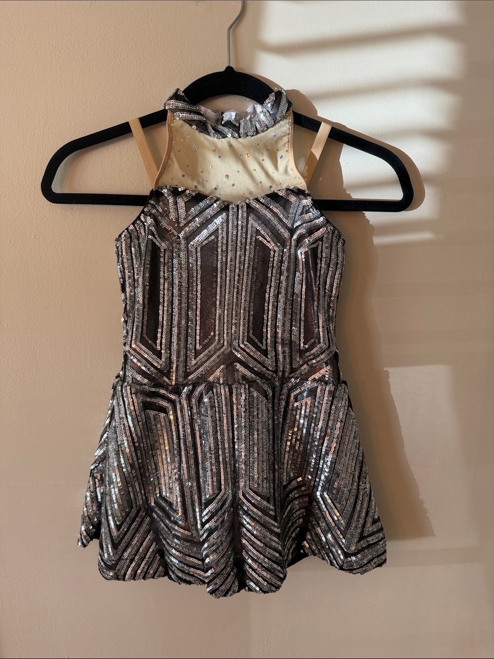 Revolution Dance Costume Girls Black and Silver Sequin Party Jazz LC